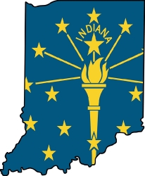 indiana state map with state flag overlay clipart image