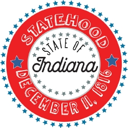 Indiana Statehood 1816 date statehood round style with stars cli