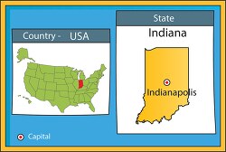 indianapolis indiana state us map with capital