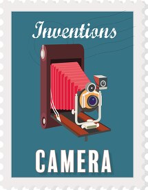 inventions the camera stamp style clipart