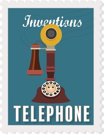 inventions the telephone stamp style clipart