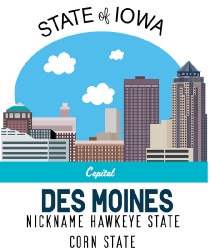 iowa state capital des moines nickname clipart