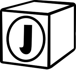 J alphabet block black white clipart