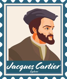 jacques cartier explorer stamp style clipart
