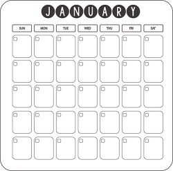 january calendar days week month clipart