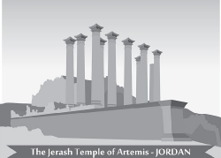 jerash temple of artemis jordan gray clipart