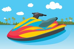 jet ski in water near topical ilsand clipart