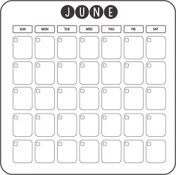 june calendar days week month clipart