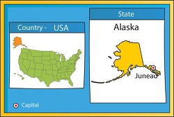 juneau alaska state us map with capital