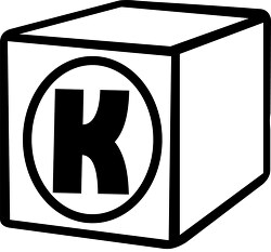 K alphabet block black white clipart
