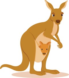 kangaroo with joey in pouch clipart