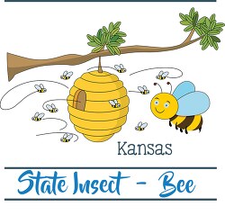 Kansas state insect the honey bee clipart image