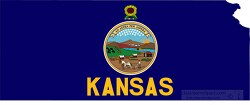 kansas state map with state flag overlay clipart