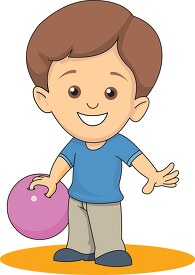 kid holding bowling ball clipart