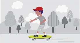 kid riding skateboard in a park