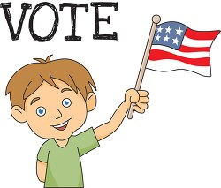 kid waving flag to promote voting clipart 70015