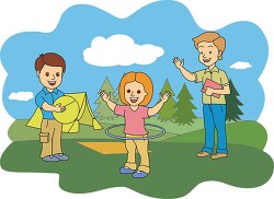 kids camping in the summers fun clipart