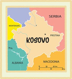 kosovo country map color border clipart