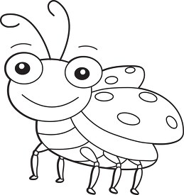 lady bug insect black white outline clipart