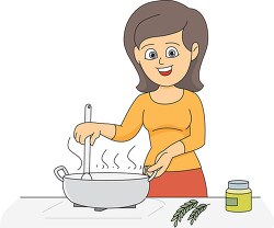 lady cooking in kitchen
