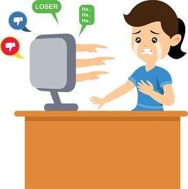 lady facing cyberbullying clipart