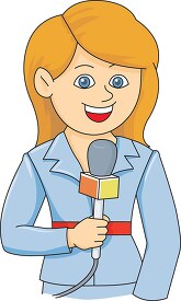 lady reporter holding microphone