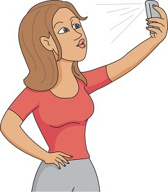 lady taking selfie with mobile cell phone