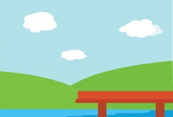 lake with hills clouds clipart