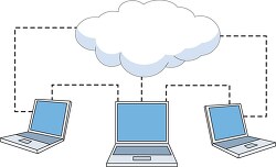 laptops cloud computing network clipart