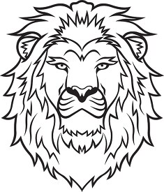 large lion head black outline clipart
