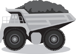 large minig dump truck with load transportation gray clipart