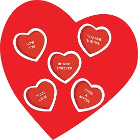 large red heart with smailler hearts love clipart