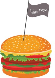large veggie burger vector clipart