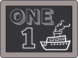 larning number one illustrated with 1 boat clipart