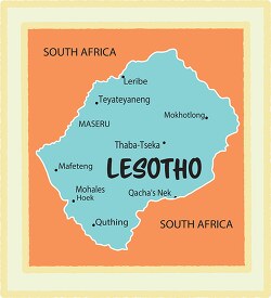 Lesotho country maps color border clipart
