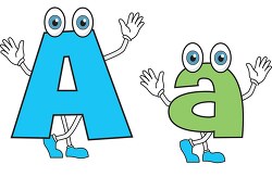 letter alphabet A upper lower case cartoon