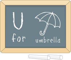 letter alphabet chalkboard u umbrella clipart
