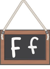 letter F hanging black board with rope clipart