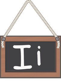 letter I hanging black board with rope clipart