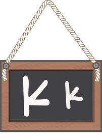 letter K hanging black board with rope clipart