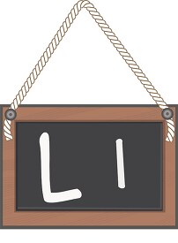 letter L hanging black board with rope clipart