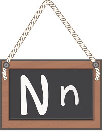 letter N hanging black board with rope clipart