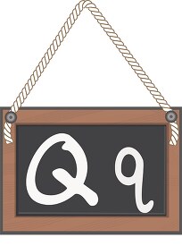 letter Q hanging black board with rope clipart