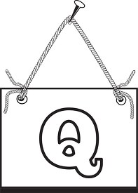 letter Q hanging on board