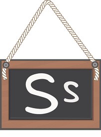 letter S hanging black board with rope clipart