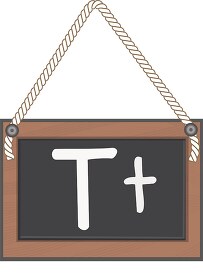 letter T hanging black board with rope clipart
