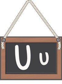 letter U hanging black board with rope clipart