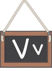 letter V hanging black board with rope clipart