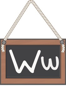 letter W hanging black board with rope clipart