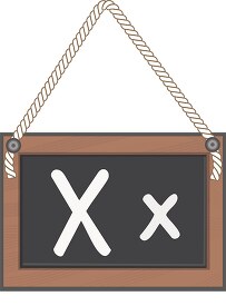 letter X hanging black board with rope clipart